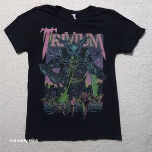 Trivium Shogun Band Shirt Mens Small Black Neon Kaiju Mech Metal Rock Tee Heafy